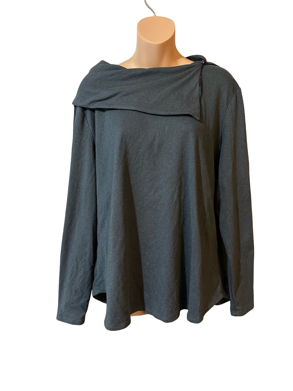Fortune + Ivy XL Ribbed Knit Convertible Cowl Neck Asymmetrical Top Sweater Fall